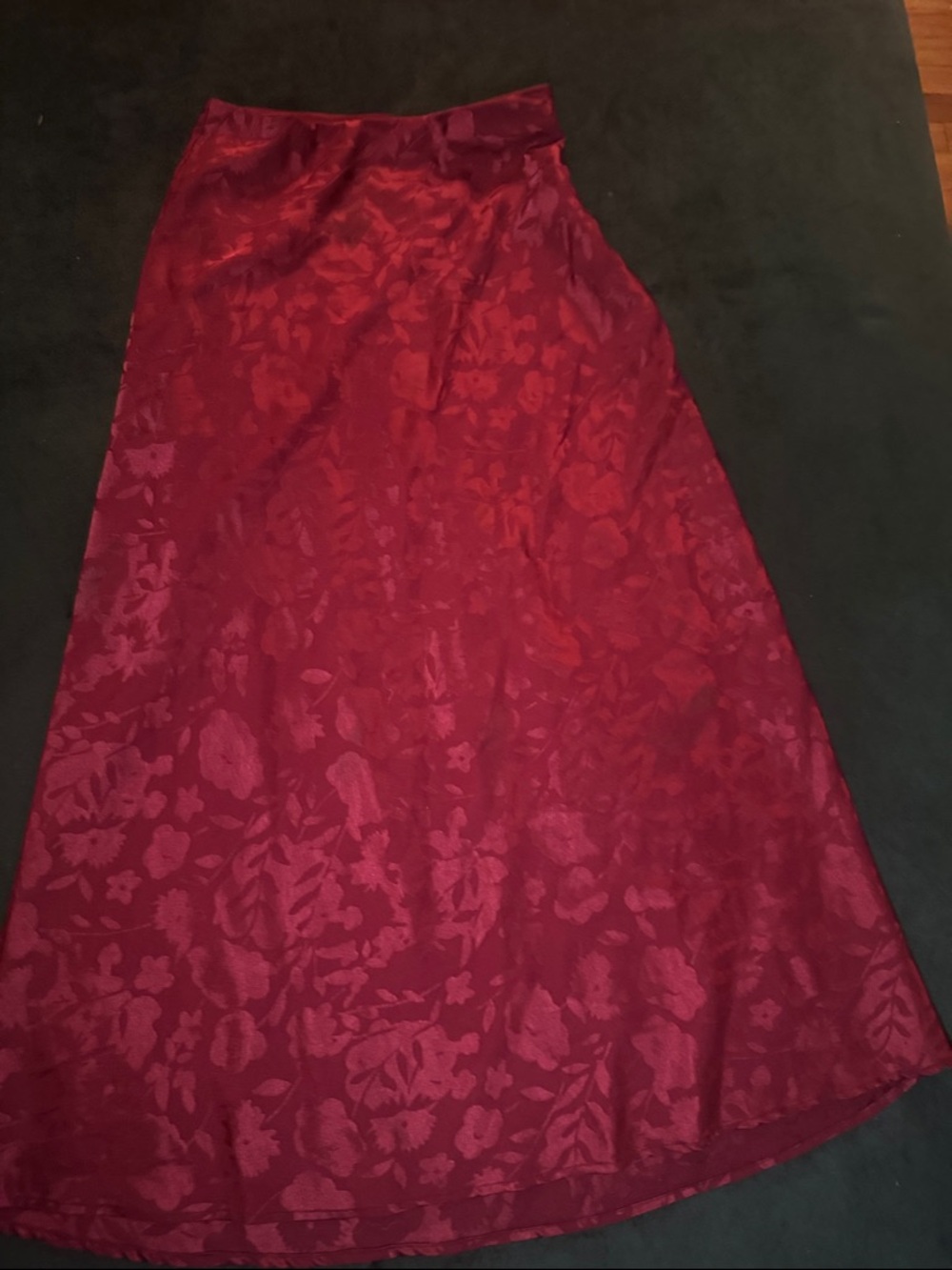 Urban Outfitters Burgundy Floral Jacquard A-Line Skirt